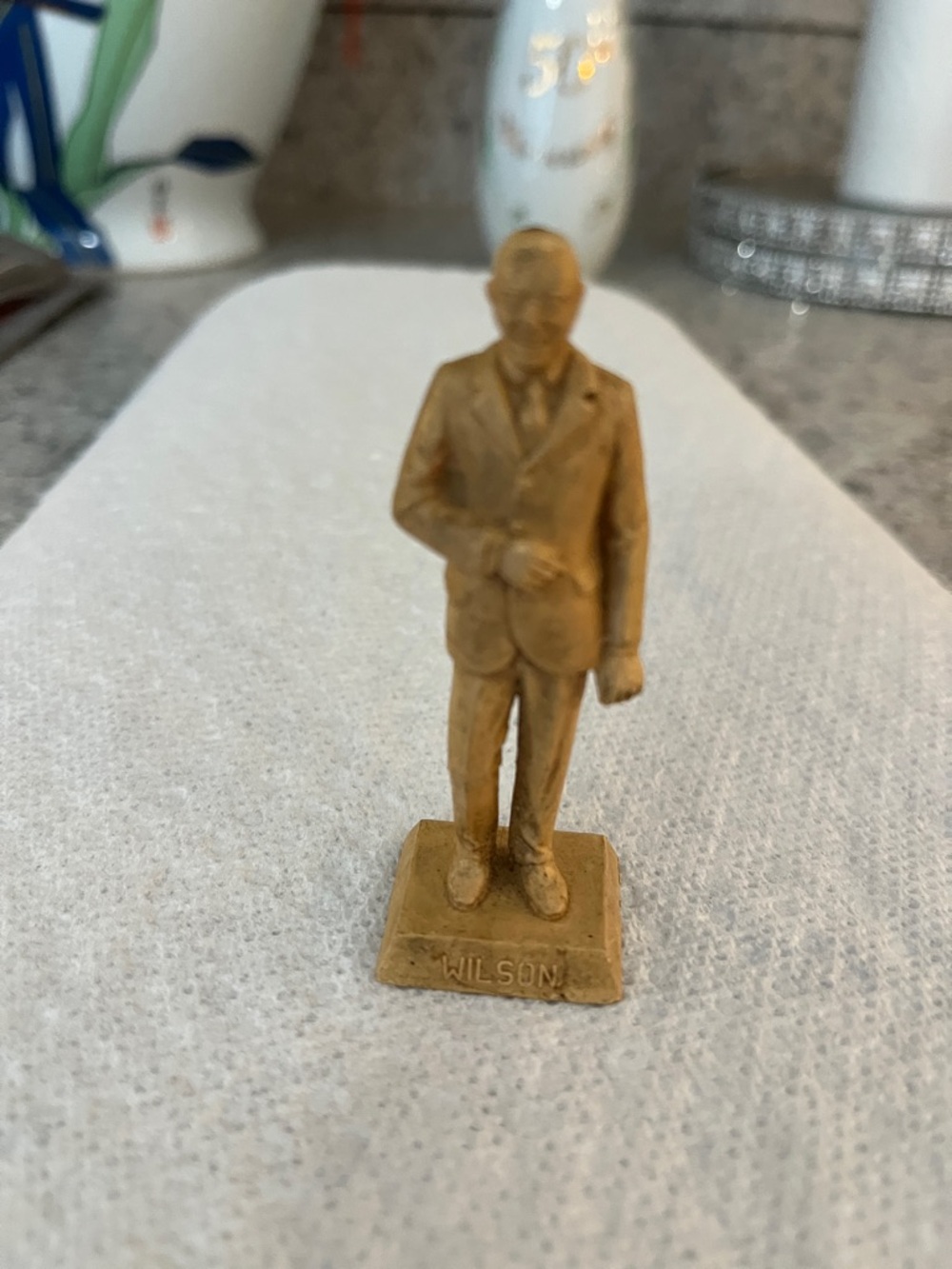 Small Plastic resin Figurine Statue - 'Wilson' Inscribed front back 1913-21